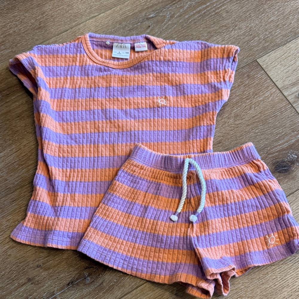 Zara Kids matching Set - Orange and Purple Stripes
